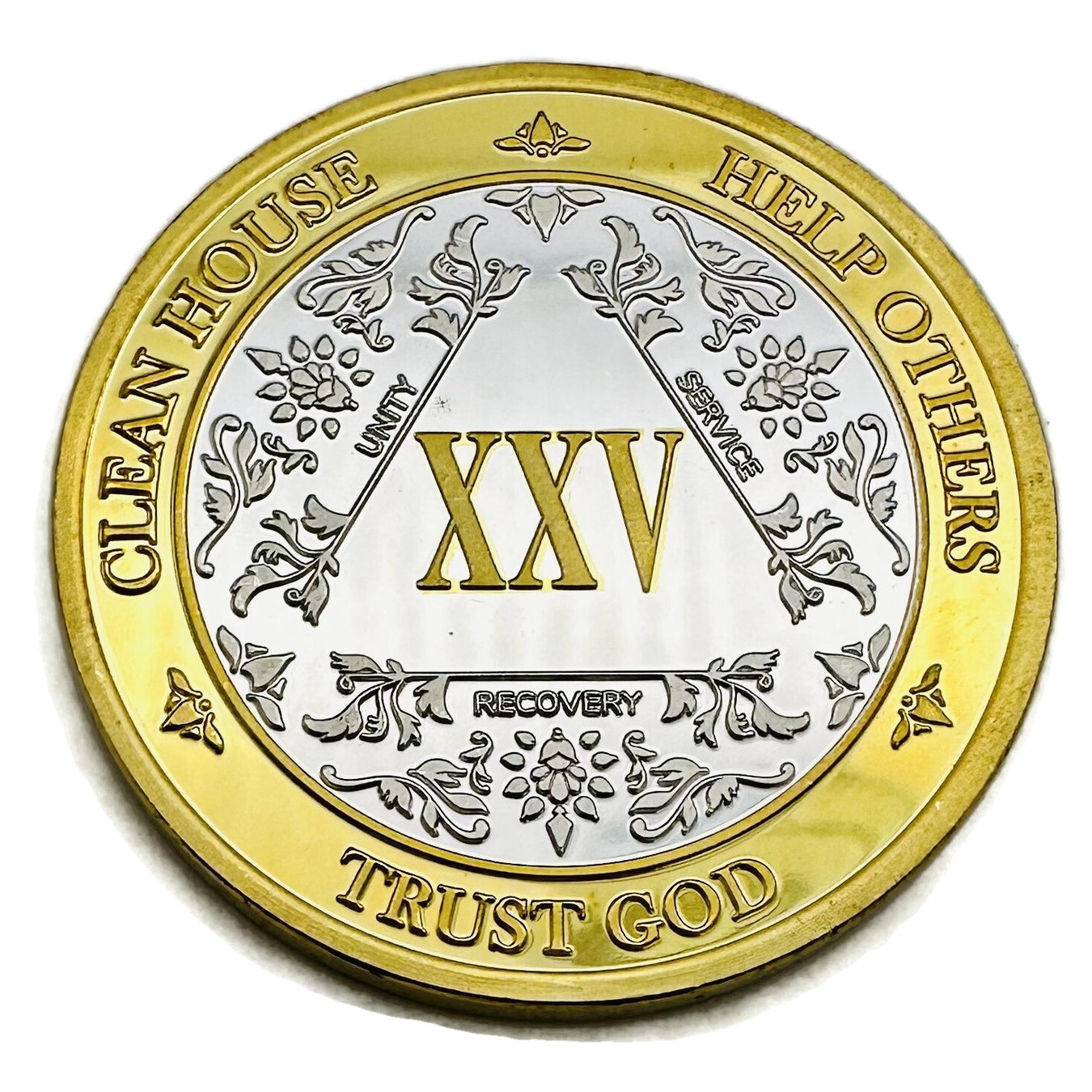 25 Year AA Medallions - Twenty-Five Year Alcoholics Anonymous Birthday Coins and Chips