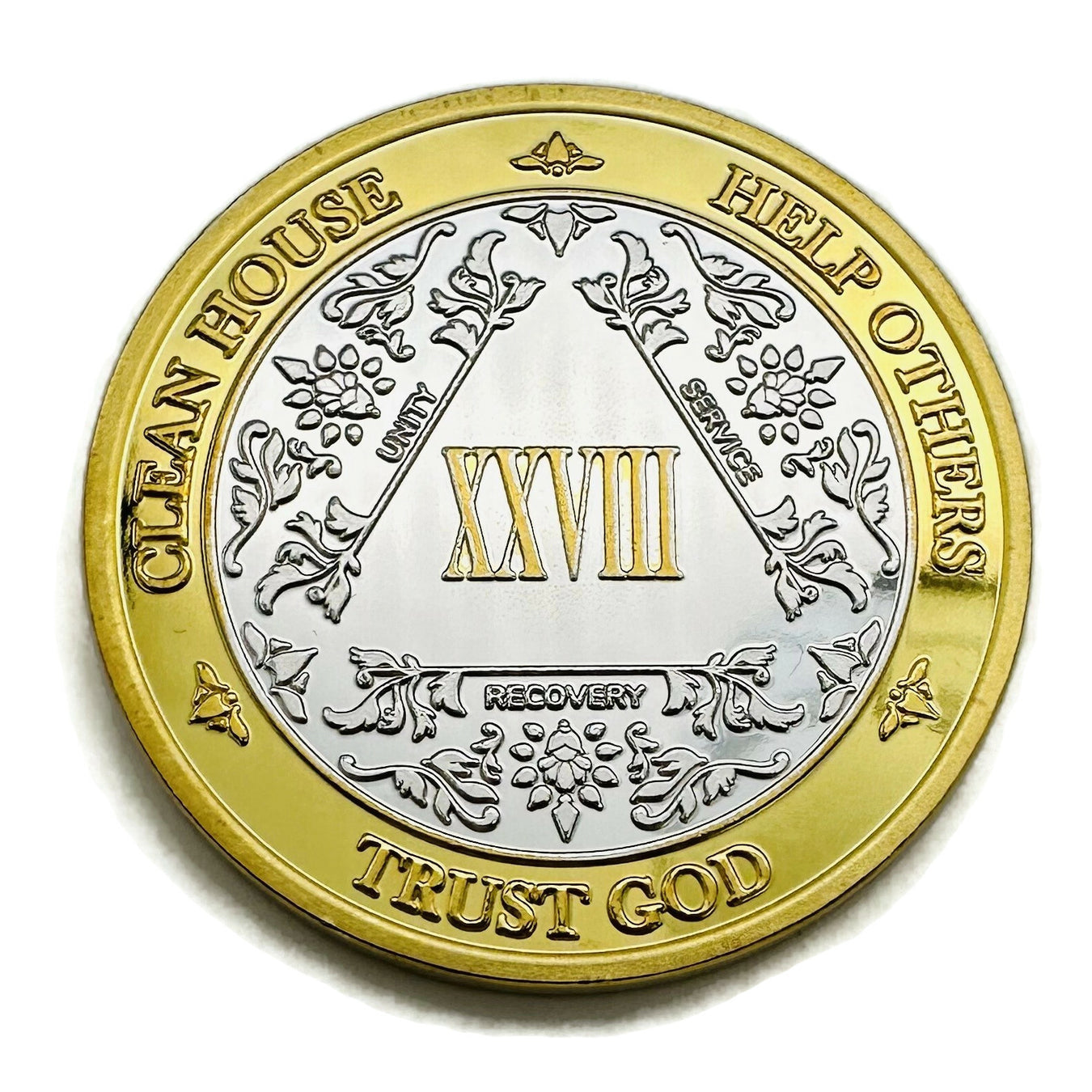 28 Year AA Medallions - Twenty-Eight Year Alcoholics Anonymous Birthday Coins and Chips