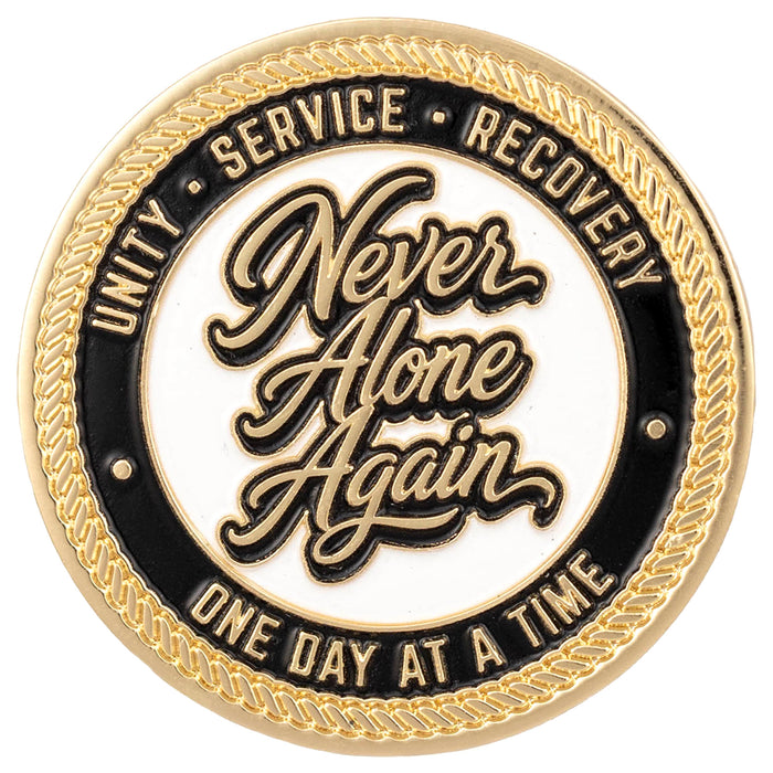 Sobriety Mint Sisters in Recovery AA/NA Recovery Medallion - White/Gold with Velvet Box