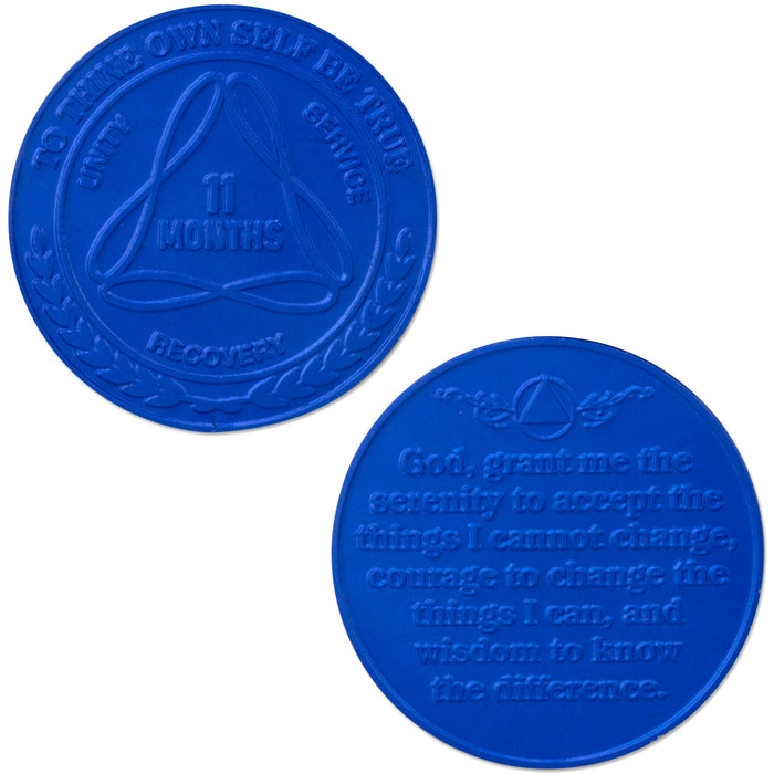 Sobriety Mint Infinity Aluminum AA Meeting Newcomer Sobriety Chips/Coins/Tokens - 11 Months - Blue