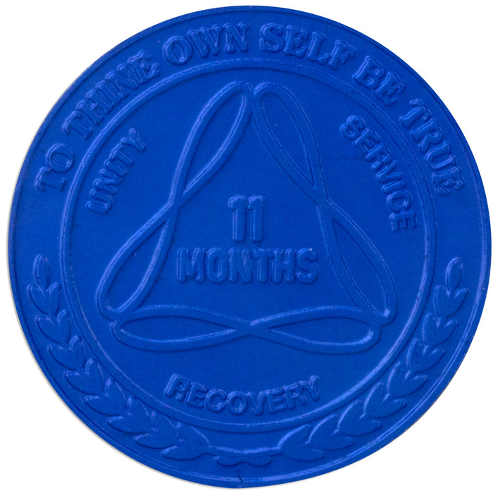 Sobriety Mint Infinity Aluminum AA Meeting Newcomer Sobriety Chips/Coins/Tokens - 11 Months - Blue