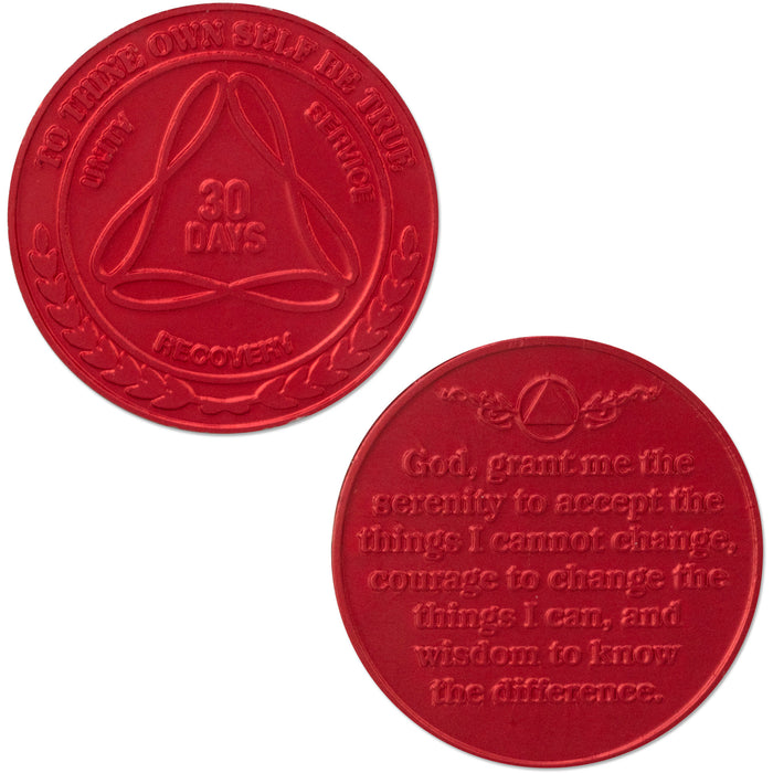Sobriety Mint Infinity Aluminum AA Meeting Newcomer Sobriety Chips/Coins/Tokens - 30 Days / 1 Month - Red