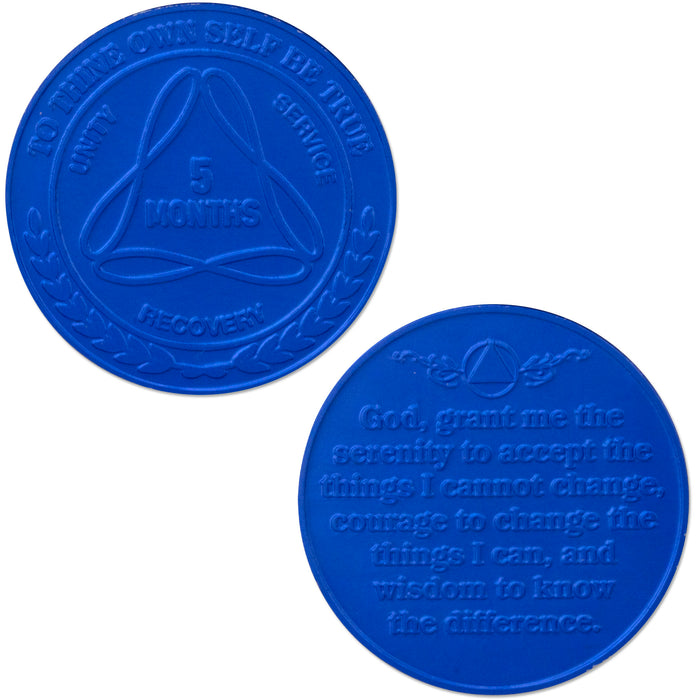 Sobriety Mint Infinity Aluminum AA Meeting Newcomer Sobriety Chips/Coins/Tokens - 5 Months - Blue