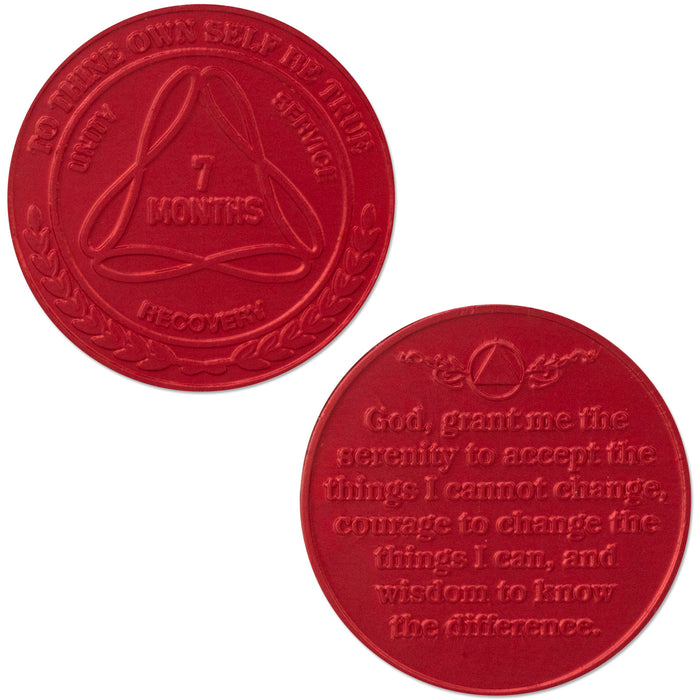 Sobriety Mint Infinity Aluminum AA Meeting Newcomer Sobriety Chips/Coins/Tokens - 7 Months - Red
