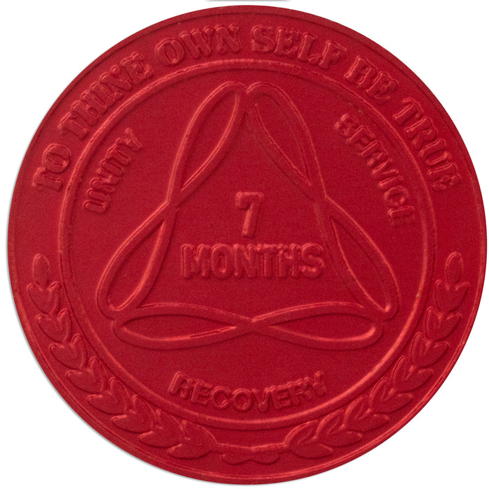 Sobriety Mint Infinity Aluminum AA Meeting Newcomer Sobriety Chips/Coins/Tokens - 7 Months - Red
