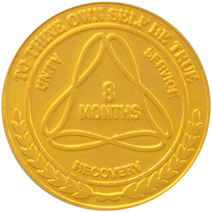 25 Pack of Sobriety Mint Infinity Aluminum AA Meeting Newcomer Sobriety Chips/Coins/Tokens - 8 Months - Gold