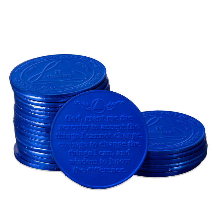 25 Packs of 24 Hours to 11 Months Sobriety Mint Infinity Aluminum AA Meeting Newcomer Chips