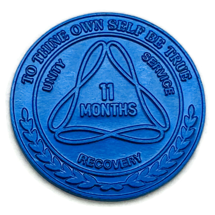 Sobriety Mint Infinity Aluminum AA Meeting Newcomer Sobriety Chips/Coins/Tokens - 11 Months - Blue