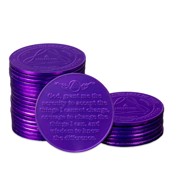 25 Packs of 24 Hours to 11 Months Sobriety Mint Infinity Aluminum AA Meeting Newcomer Chips