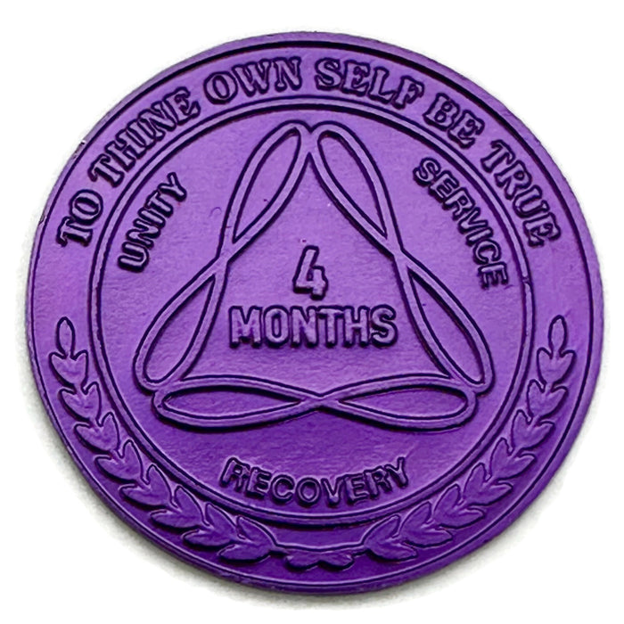 25 Pack of Sobriety Mint Infinity Aluminum AA Meeting Newcomer Sobriety Chips/Coins/Tokens - 4 Months - Purple