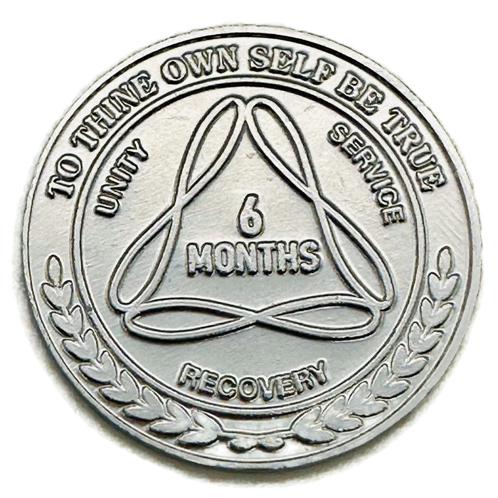 25 Pack of Sobriety Mint Infinity Aluminum AA Meeting Newcomer Sobriety Chips/Coins/Tokens - 6 Months - Silver