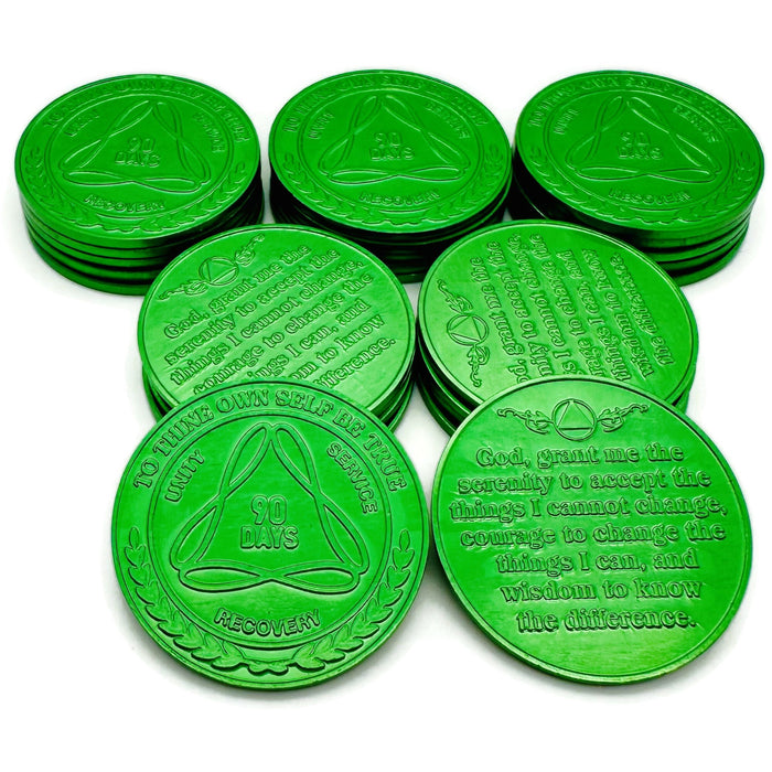 25 Packs of 24 Hours to 11 Months Sobriety Mint Infinity Aluminum AA Meeting Newcomer Chips