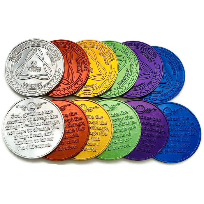 Aa Chip Script 24 Hours to 11 Months Sobriety Mint Infinity Aluminum AA Meeting Chips ...