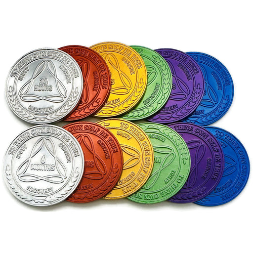 AA 33 Year Silver Color Plated Recovery Coins, Alcoholics AA 33 Year Silver Color Plated Recovery Coins, Alcoholics
