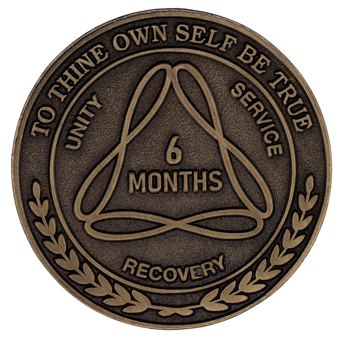 1 to 50 Year Bronze AA Meeting Chips - Sobriety Mint Infinity Triangle Recovery Medallions/Coins