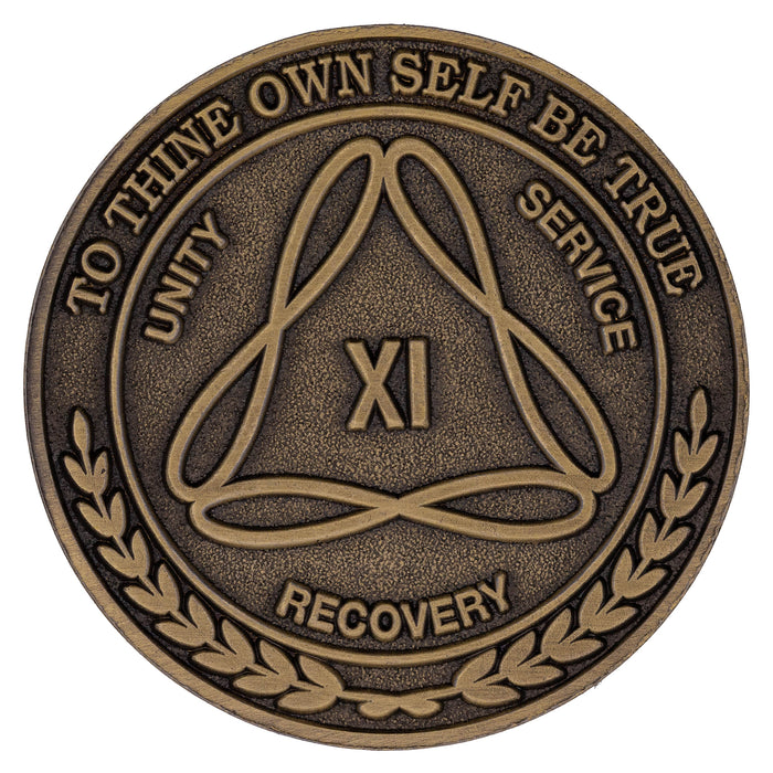 1 to 50 Year Bronze AA Meeting Chips - Sobriety Mint Infinity Triangle Recovery Medallions/Coins