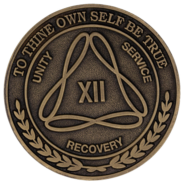 1 to 50 Year Bronze AA Meeting Chips - Sobriety Mint Infinity Triangle Recovery Medallions/Coins