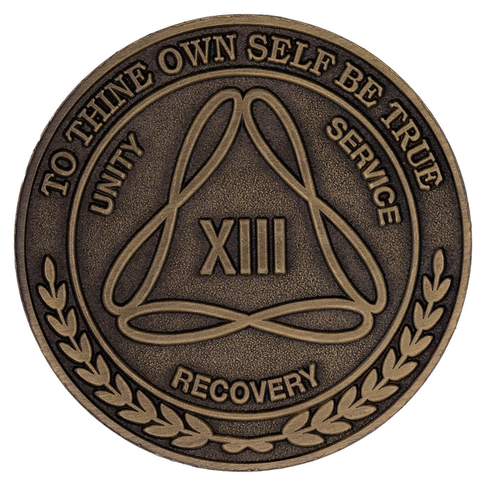 1 to 50 Year Bronze AA Meeting Chips - Sobriety Mint Infinity Triangle Recovery Medallions/Coins