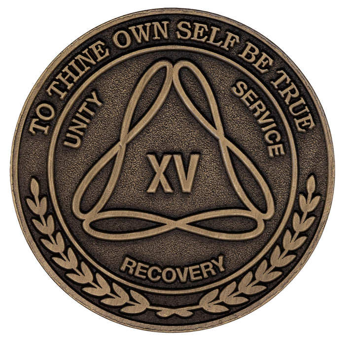 1 to 50 Year Bronze AA Meeting Chips - Sobriety Mint Infinity Triangle Recovery Medallions/Coins