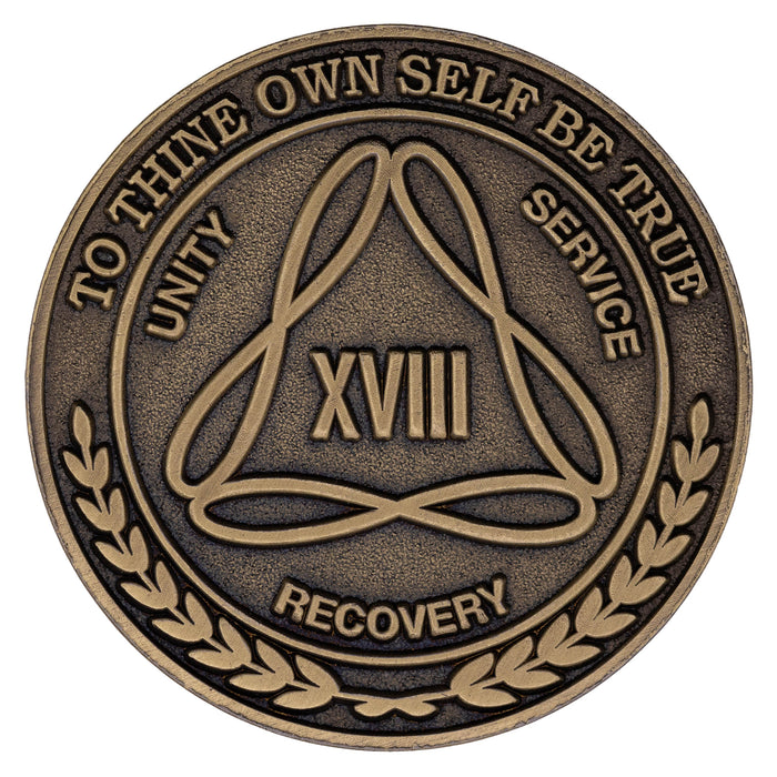 1 to 50 Year Bronze AA Meeting Chips - Sobriety Mint Infinity Triangle Recovery Medallions/Coins