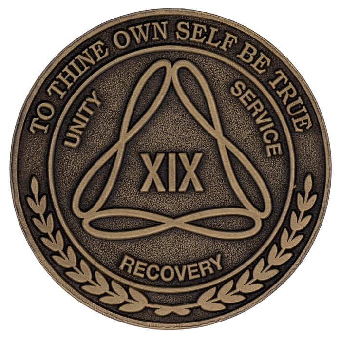1 to 50 Year Bronze AA Meeting Chips - Sobriety Mint Infinity Triangle Recovery Medallions/Coins