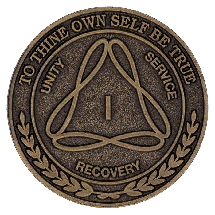 1 to 50 Year Bronze AA Meeting Chips - Sobriety Mint Infinity Triangle Recovery Medallions/Coins