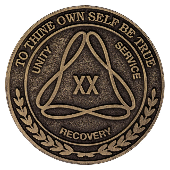 1 to 50 Year Bronze AA Meeting Chips - Sobriety Mint Infinity Triangle Recovery Medallions/Coins