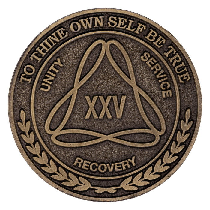 1 to 50 Year Bronze AA Meeting Chips - Sobriety Mint Infinity Triangle Recovery Medallions/Coins