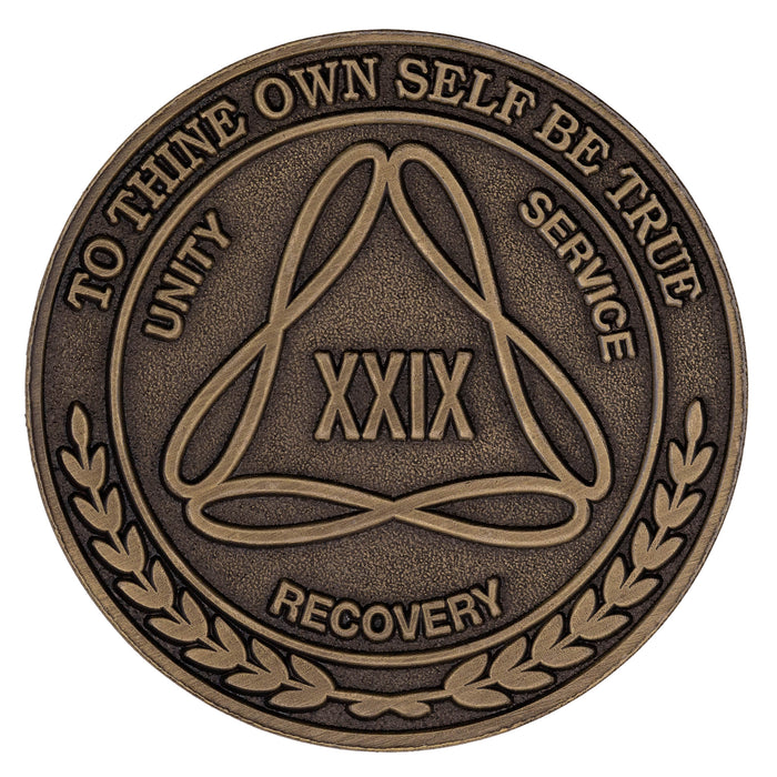 1 to 50 Year Bronze AA Meeting Chips - Sobriety Mint Infinity Triangle Recovery Medallions/Coins