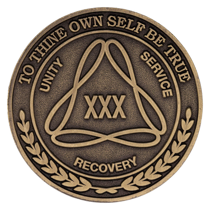 1 to 50 Year Bronze AA Meeting Chips - Sobriety Mint Infinity Triangle Recovery Medallions/Coins