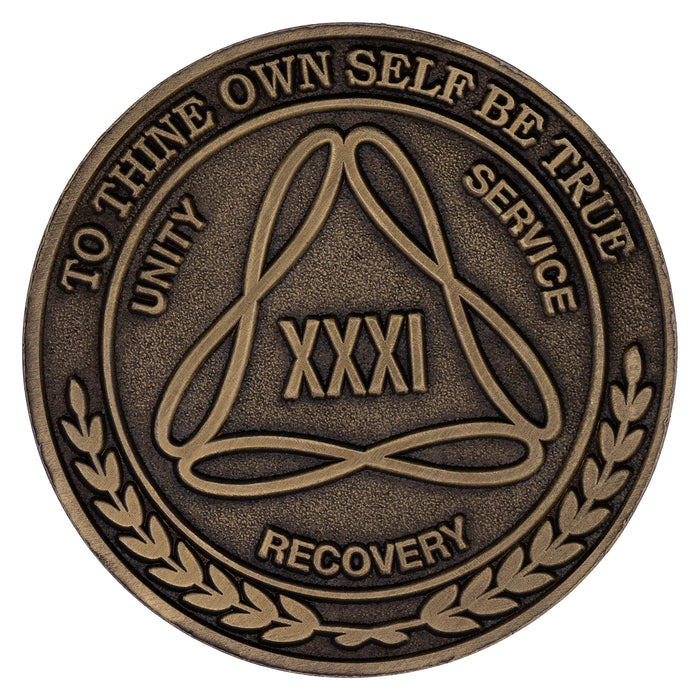 1 to 50 Year Bronze AA Meeting Chips - Sobriety Mint Infinity Triangle Recovery Medallions/Coins