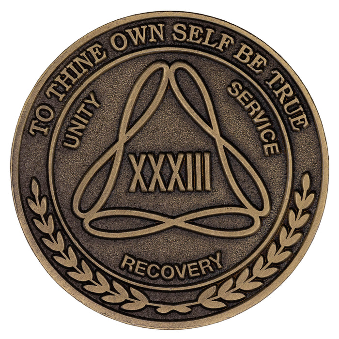 1 to 50 Year Bronze AA Meeting Chips - Sobriety Mint Infinity Triangle Recovery Medallions/Coins