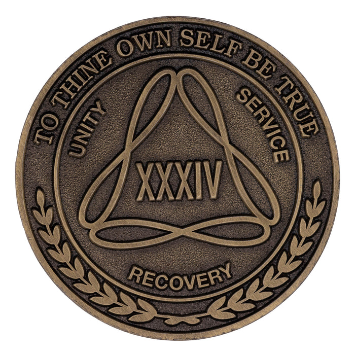 1 to 50 Year Bronze AA Meeting Chips - Sobriety Mint Infinity Triangle Recovery Medallions/Coins