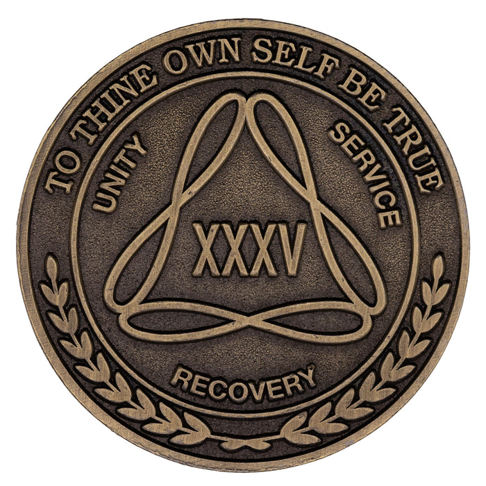 1 to 50 Year Bronze AA Meeting Chips - Sobriety Mint Infinity Triangle Recovery Medallions/Coins