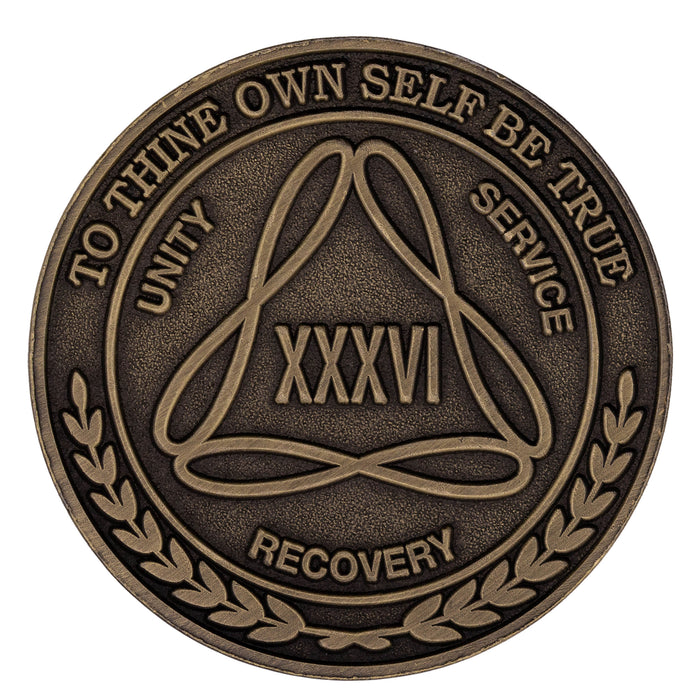 1 to 50 Year Bronze AA Meeting Chips - Sobriety Mint Infinity Triangle Recovery Medallions/Coins