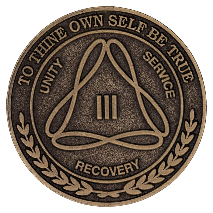1 to 50 Year Bronze AA Meeting Chips - Sobriety Mint Infinity Triangle Recovery Medallions/Coins