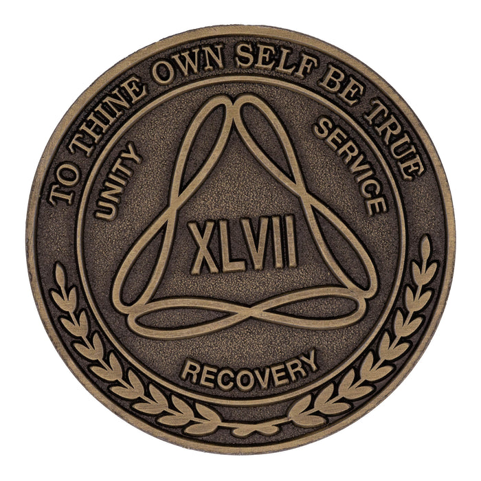 1 to 50 Year Bronze AA Meeting Chips - Sobriety Mint Infinity Triangle Recovery Medallions/Coins