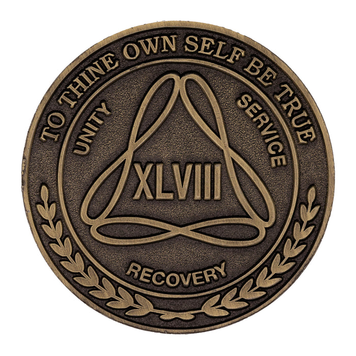 1 to 50 Year Bronze AA Meeting Chips - Sobriety Mint Infinity Triangle Recovery Medallions/Coins
