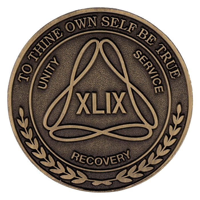 1 to 50 Year Bronze AA Meeting Chips - Sobriety Mint Infinity Triangle Recovery Medallions/Coins