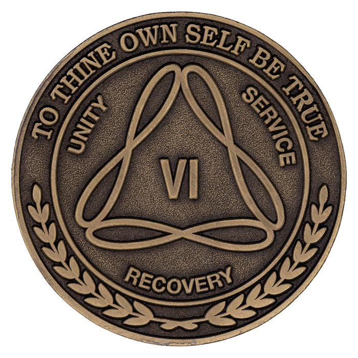 1 to 50 Year Bronze AA Meeting Chips - Sobriety Mint Infinity Triangle Recovery Medallions/Coins