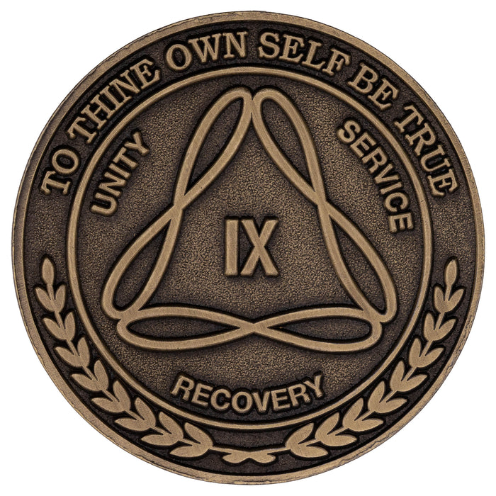 1 to 50 Year Bronze AA Meeting Chips - Sobriety Mint Infinity Triangle Recovery Medallions/Coins