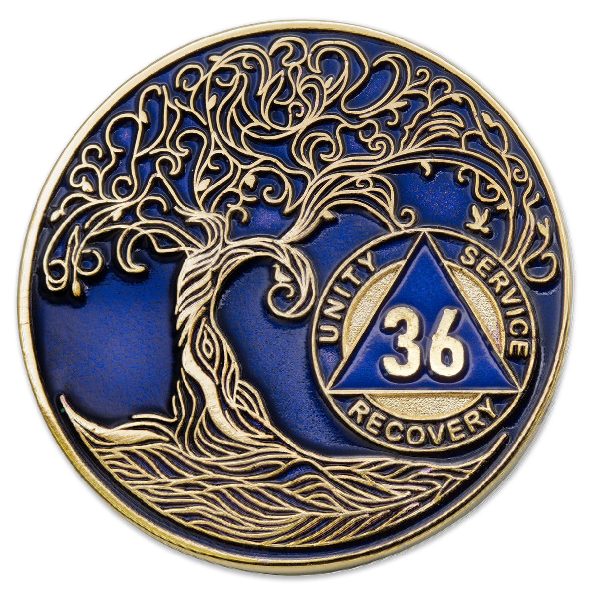 36 Year Twisted Tree of Life Sobriety Mint AA Medallion/Chip/Coin Blue ...