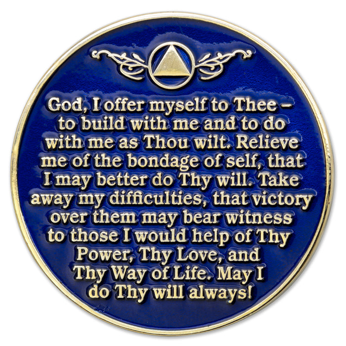 7 Year AA Medallion Sapphire Blue Swirl Tri-Plate Sobriety...
