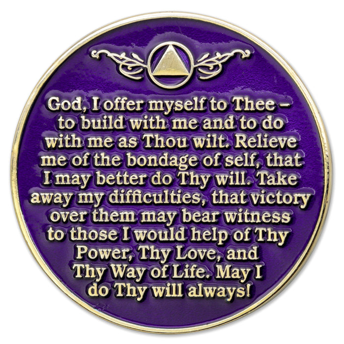 2 Year Sobriety Mint Twisted Tree of Life Gold Plated AA Recovery Medallion - Two Year Chip/Coin - Purple