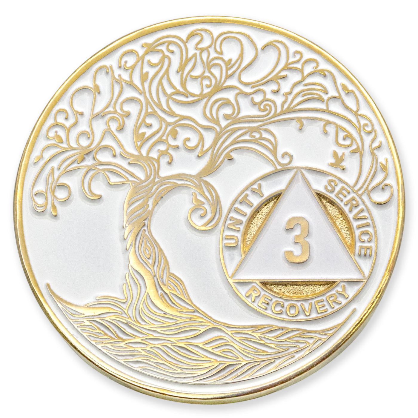 3 Year Twisted Tree of Life Sobriety Mint AA Medallion - White + Case ...