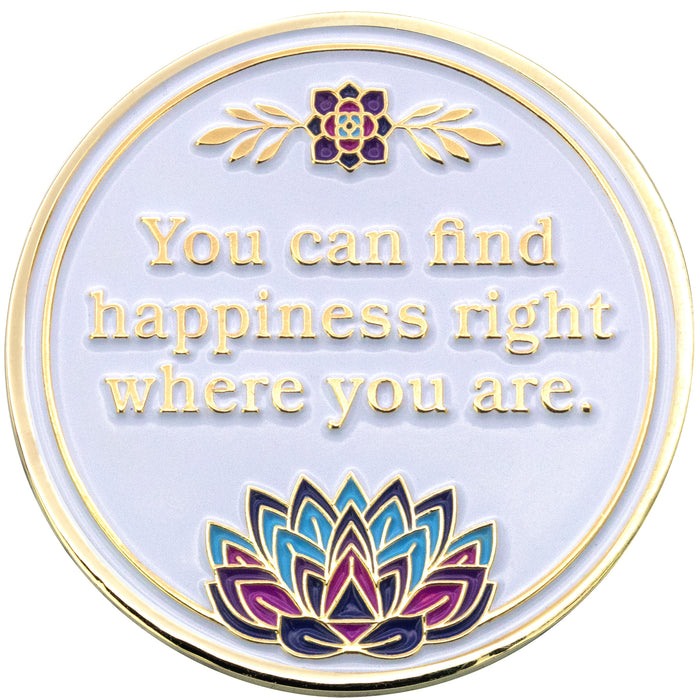 4 Year Sobriety Mint 'In Bloom' Lotus Flower Gold Plated AA Recovery Medallion - Four Year Chip/Coin - White