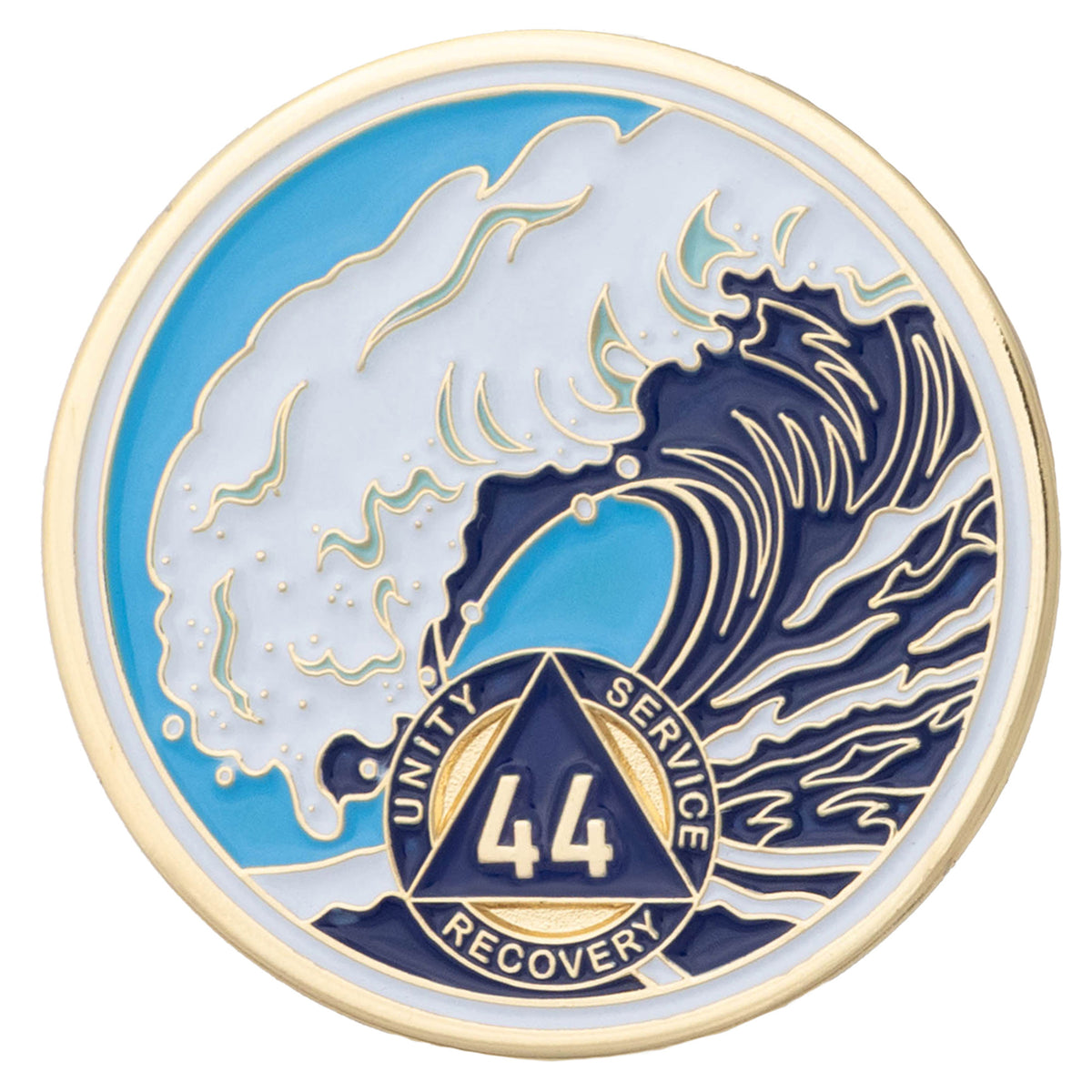44 Year Sobriety Mint Crashing Wave AA Recovery Medallion Chip Coin ...