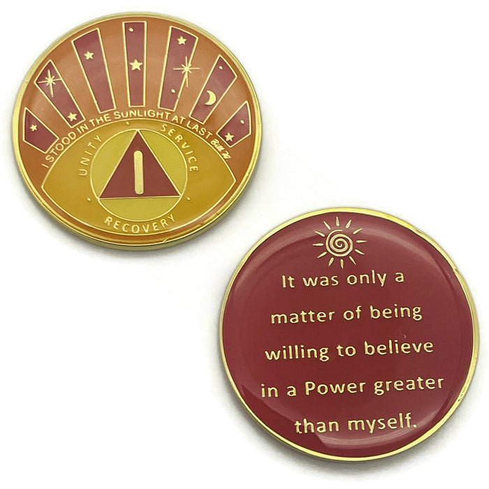 Stood in the Sunlight 1 Year Specialty AA Recovery Medallion - Tri-Plated One Year Chip/Coin
