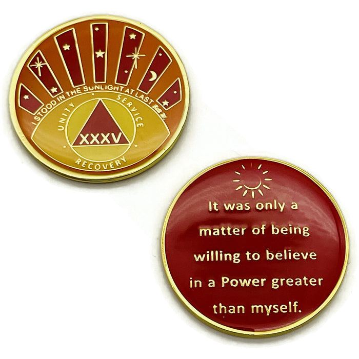 Stood in the Sunlight 35 Year Specialty AA Recovery Medallion - Tri-Plated Thirty-Five Year Chip/Coin