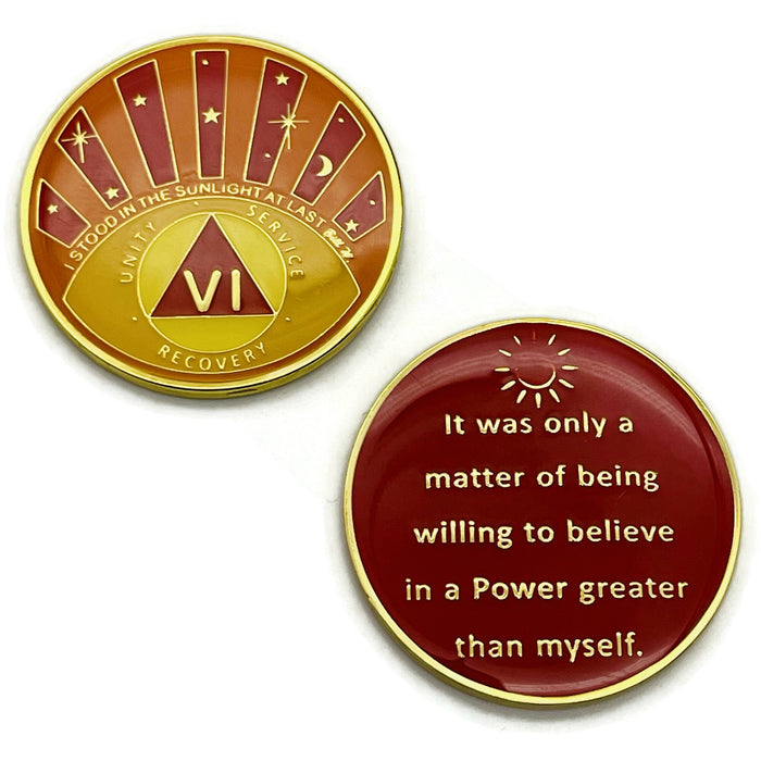 Stood in the Sunlight 6 Year Specialty AA Recovery Medallion - Tri-Plated Six Year Chip/Coin